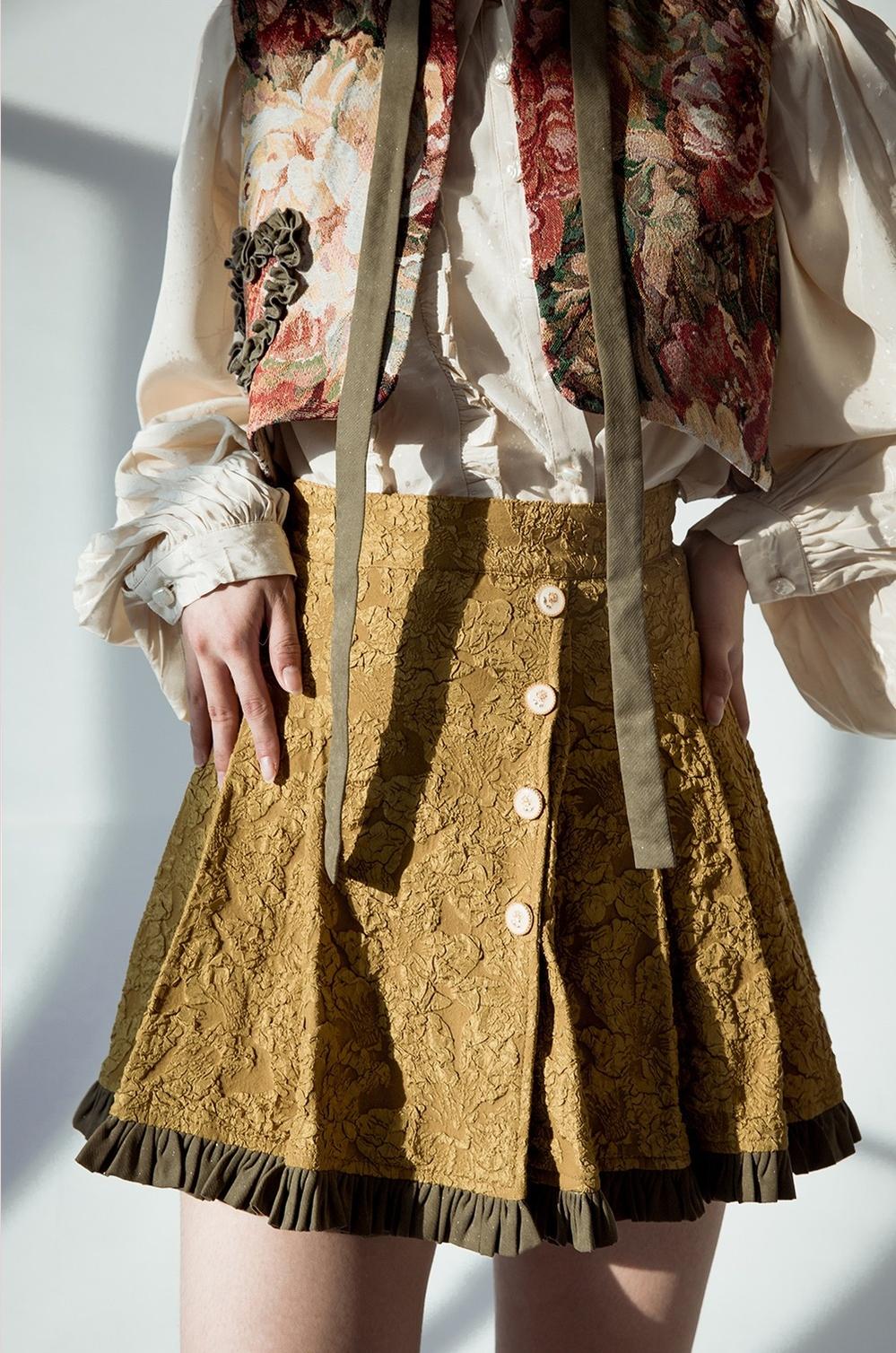 Gilded Age - Vintage Lolita Vest Suit, Oil Painting Style Skirt Coat