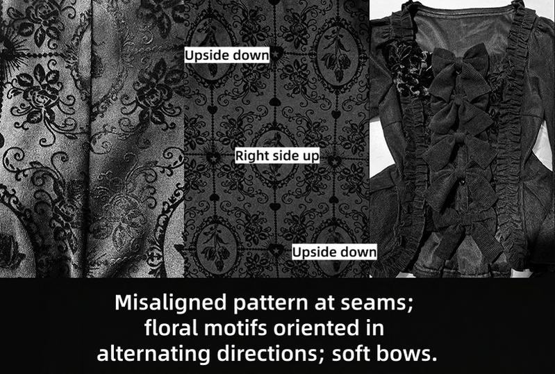 Midnight in Versailles - Gothic Lolita Hime Sleeve Blouse & Floral Skirt 44495:810544