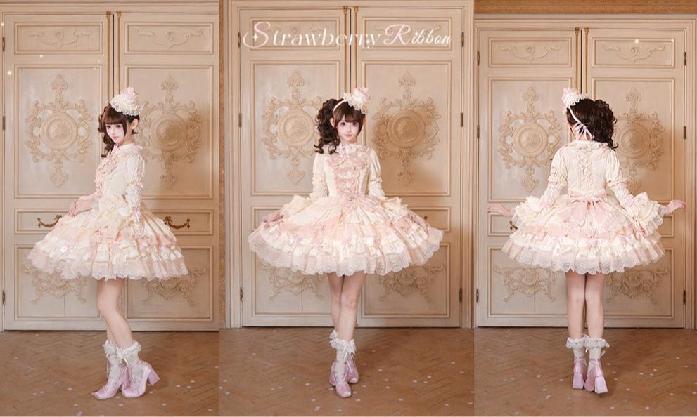 Strawberry Ribbon - Sweet Lolita Wedding Dress, Side Opening 44910:827515