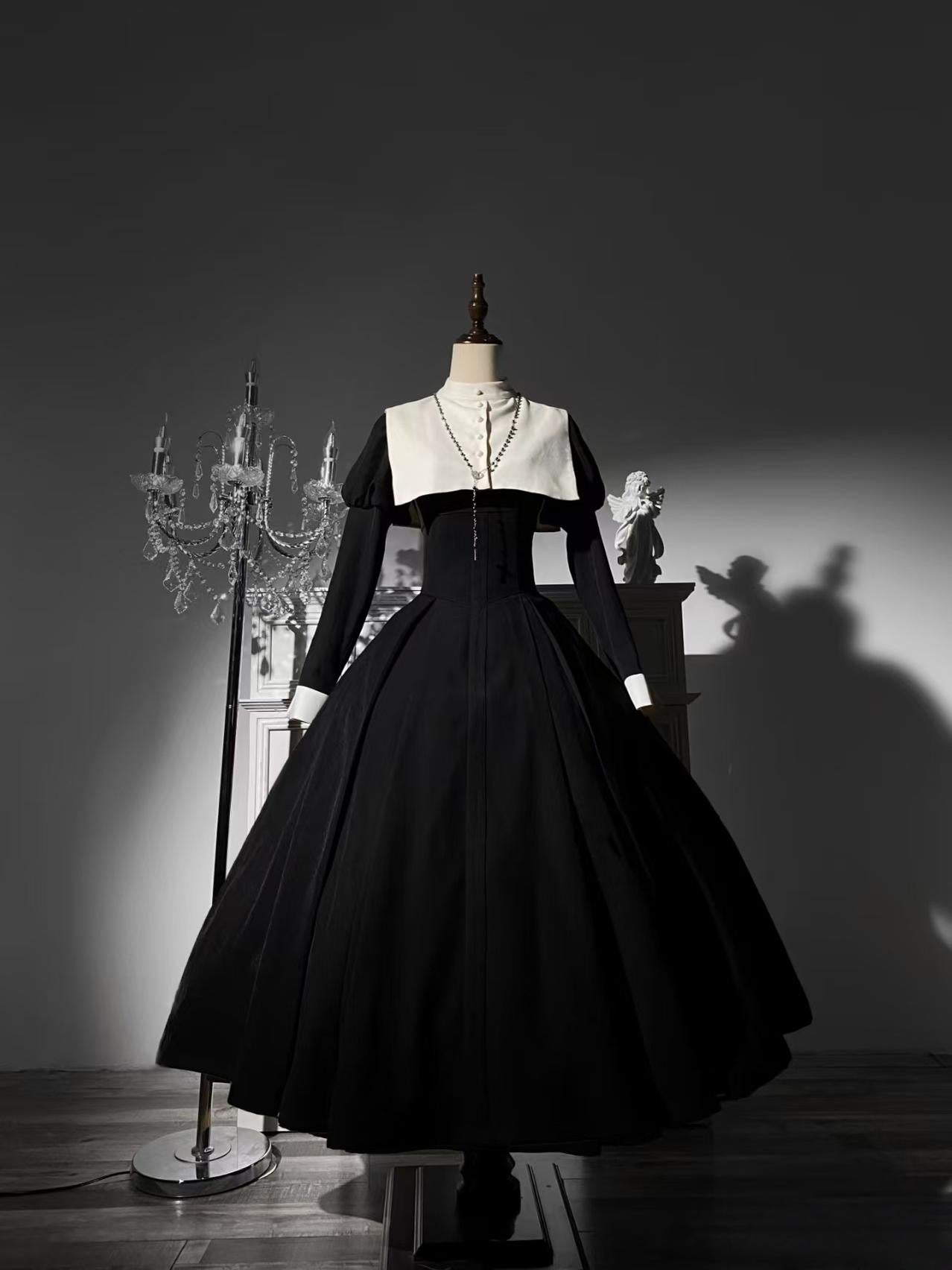 Divine Chastiser - Streamlined Gothic Lolita OP, Juliet Sleeves (L M S XL) 44459:809056