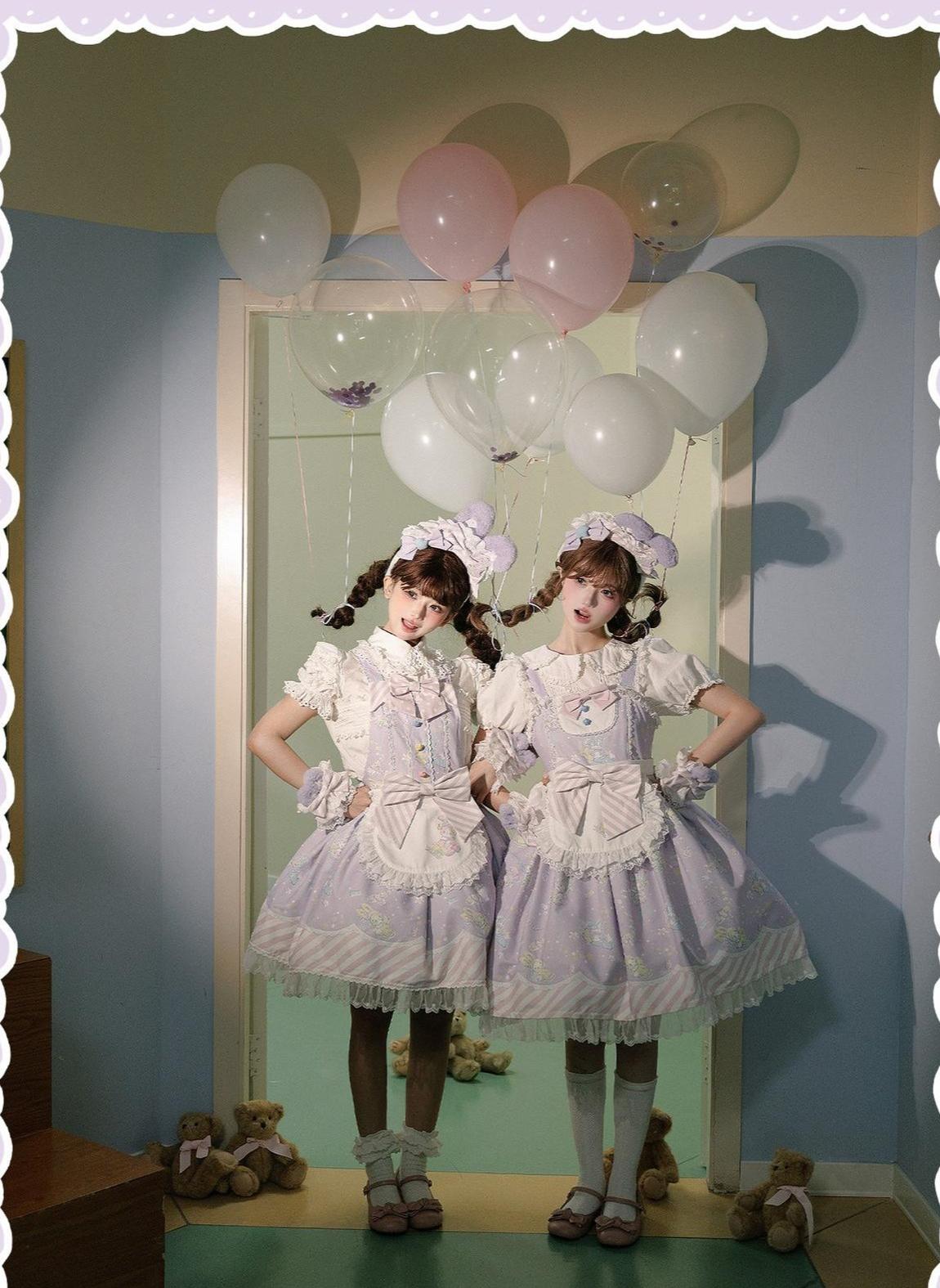 Star Gummies - IP Collaboration Sweet Lolita Dress, Bunny Print & Lace 44608:830642