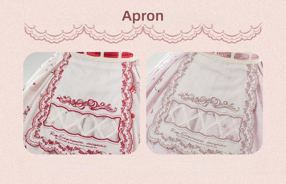 Rose Catalogue - Printed Sweet Lolita OP Dress, Embroidered Apron