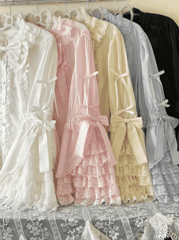 Plus Size Sweet Lolita Cotton Blouse with Hime Sleeves