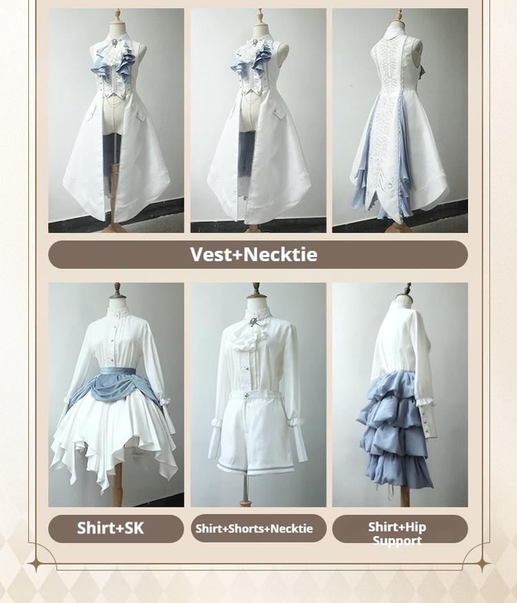 Forest Fluorescent Carps~Crumbling Skeleton~Ouji Lolita Vest Fishbone Embroidery Prince Pants Suits 37058:548204
