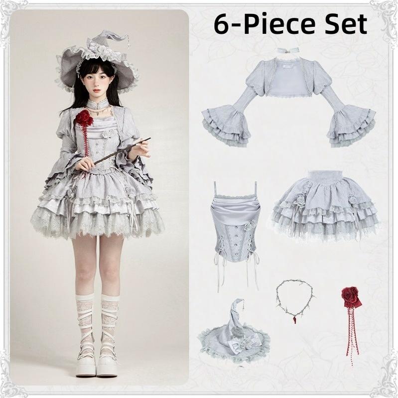 With PUJI - Letter and Poetry · Twilight - Gothic Witch Lolita SK Suit Bodice Mermaid Dress 6-piece set S