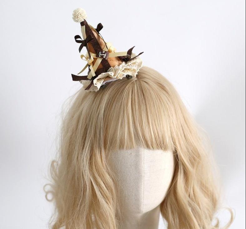 Xiaogui - Kawaii Lolita Headdress, Detachable Bear & Bunny Ears Ice Cream Cone Hair Clip
