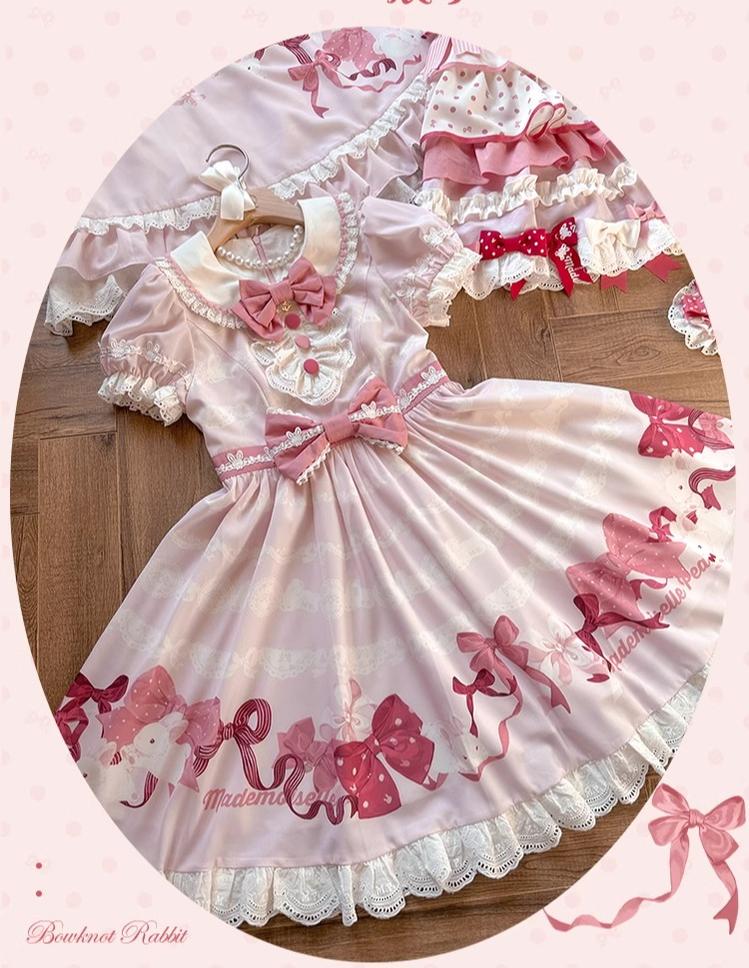 Mademoiselle Pearl~Bow Bunny~IP Collab Sweet Lolita OP Dress Bow JSK OP 38022:578686