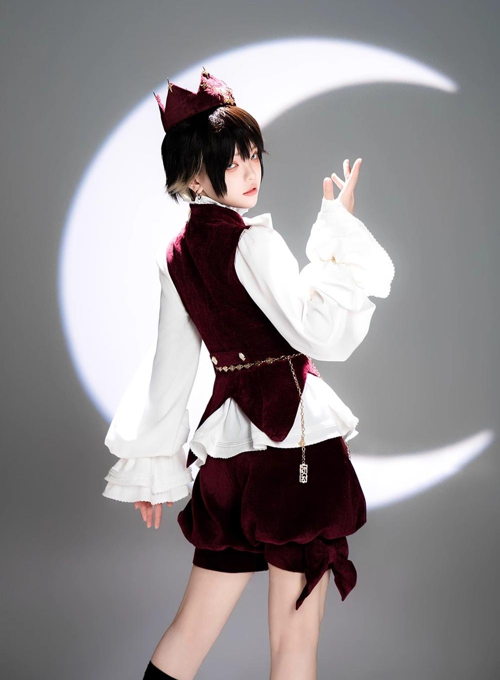 Princess Chronicles - Hare Hunter - Vintage Red Ouji Suit With Bunny Ear Hooded Jacket 42967:769894