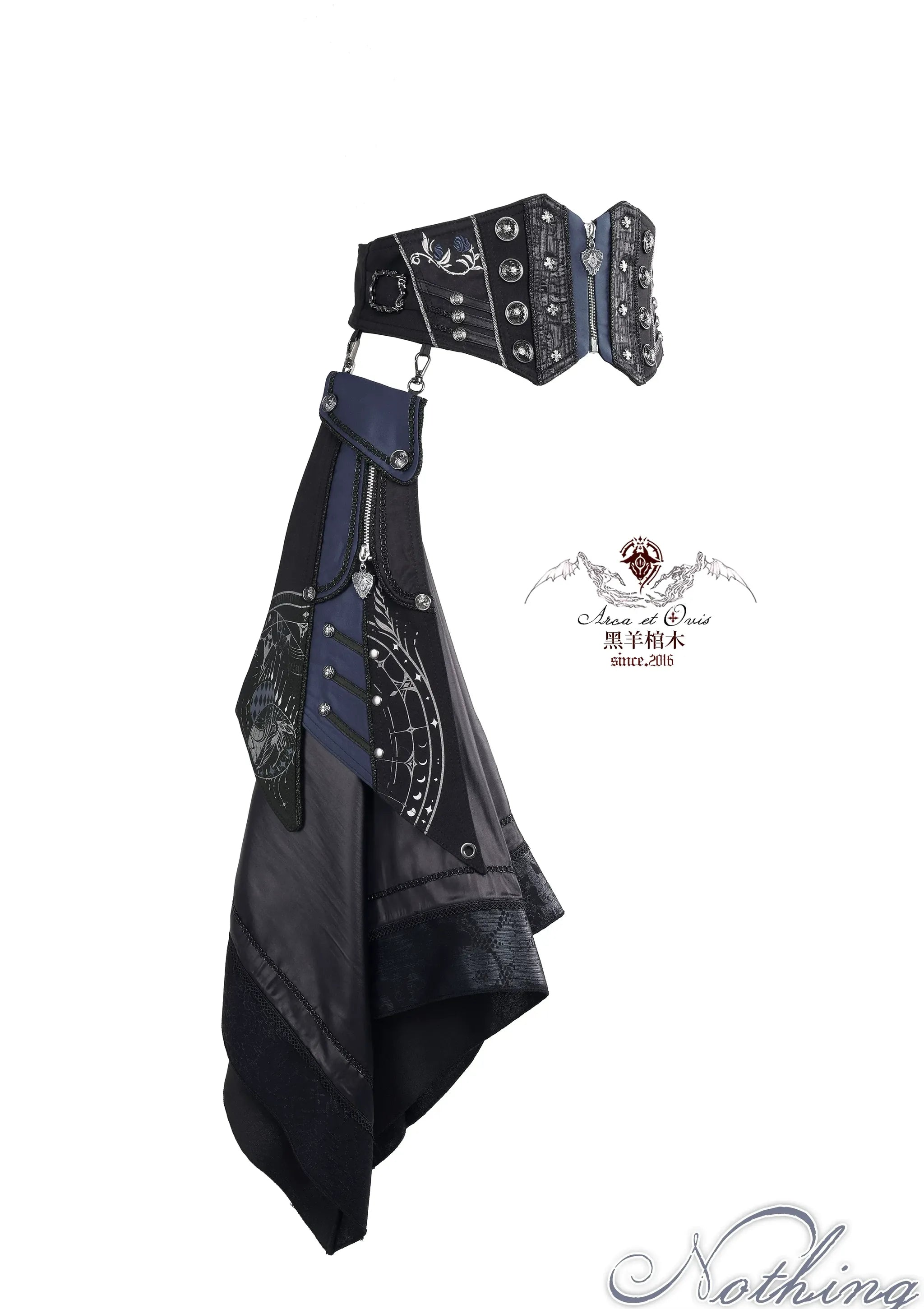 Nothing - Gothic Lolita Waist Cincher, Star and Moon Print Dress Train 45590:854731