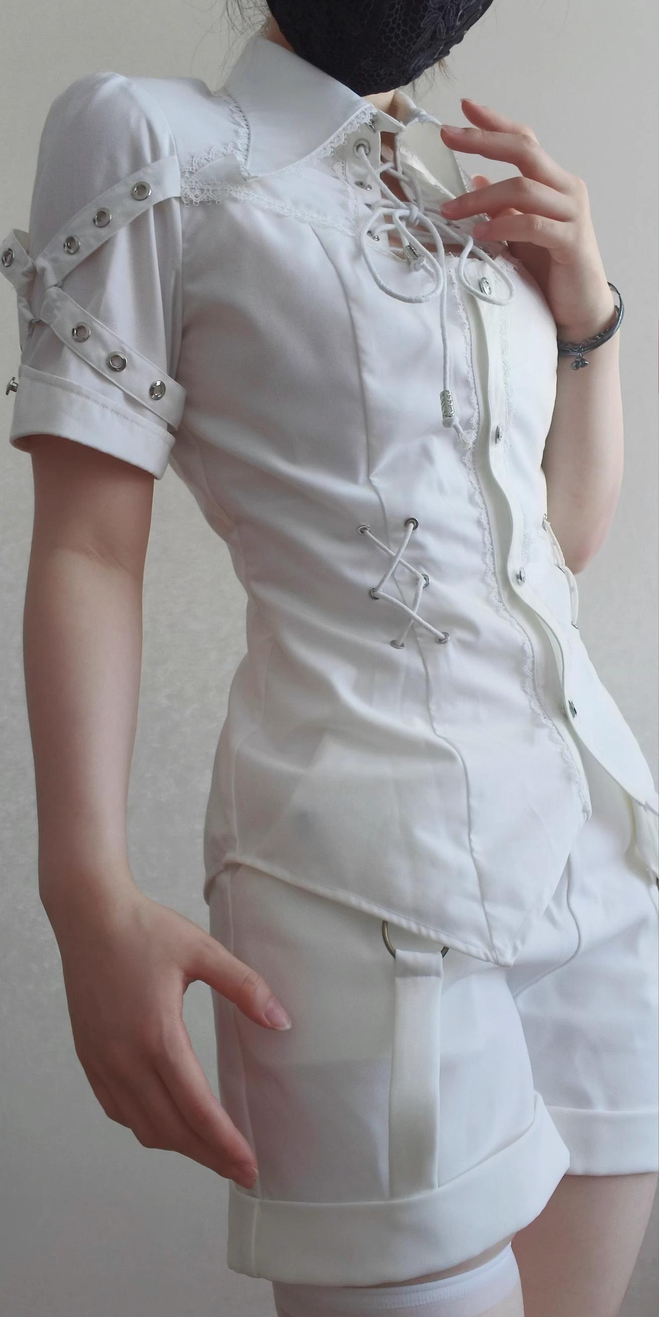 Gazing Galactic - Ouji Lolita Blouse With Chest Cutout & Lace-Up