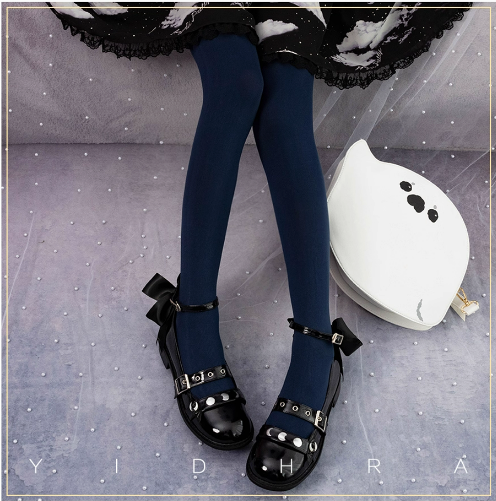 Yidhra - 120D Daily Lolita Velvet Spring Leggings, Solid Color One Size 120D-navy blue / 2.0 version