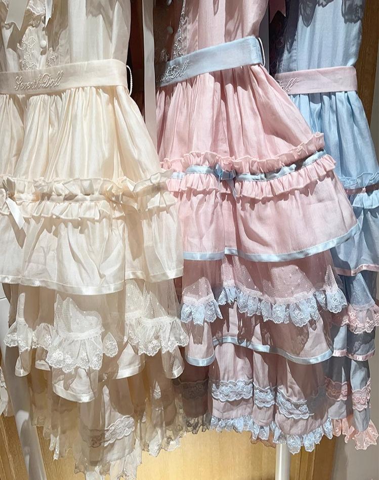The Seventh Doll - Summer Evening Banquet - Sweet Lolita JSK with Tiered Ruffle Design and Hat 42722:750966
