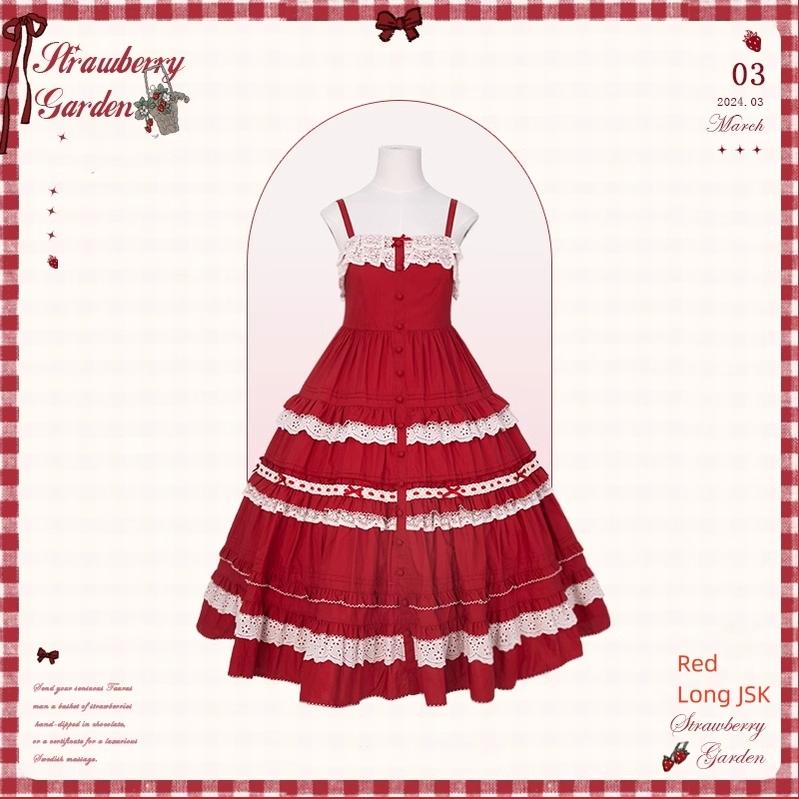 Flower and Pearl Box - Strawberry Basket - Country Lolita Dress Plaid Summer Spring Dress (L M S XL) 35676:498022