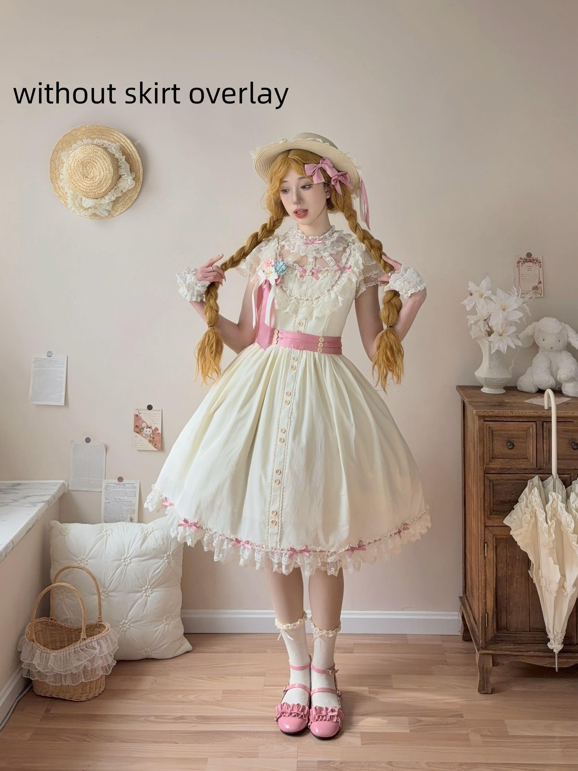 Uncle's Workshop - Fluttering Cherry Spring Strings - Cotton Sweet Lolita JSK Dress (L M S) 42196:776821