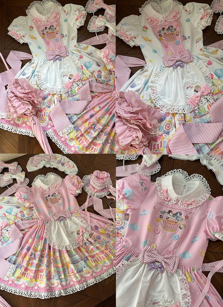 Sweet Dessert Land - Kawaii Lolita OP & JSK Dress Suit, Cake Print 44542:811604