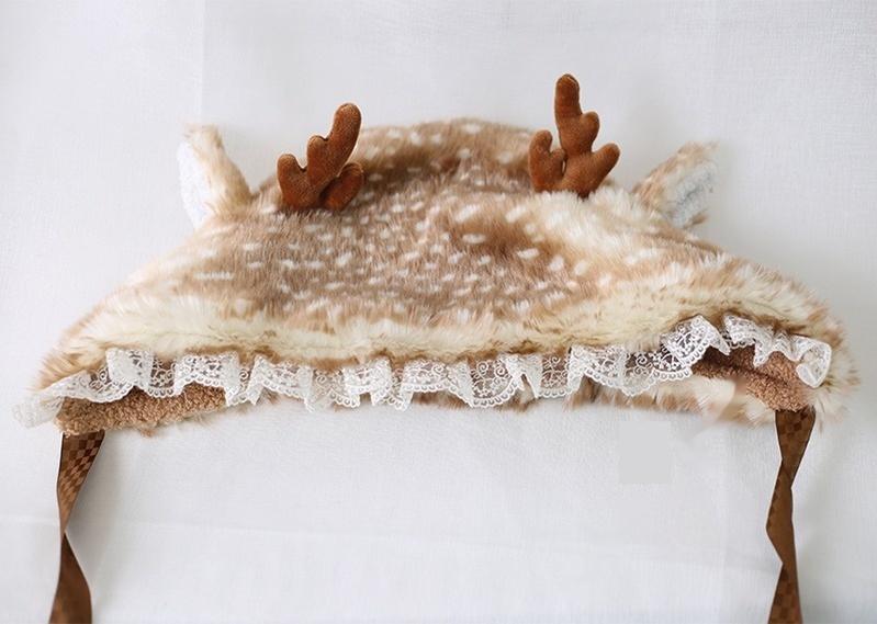 Xiaogui - Deer Spot - Japanese Kawaii Lolita Hat Cute Antler Fleece Lei Feng Hat