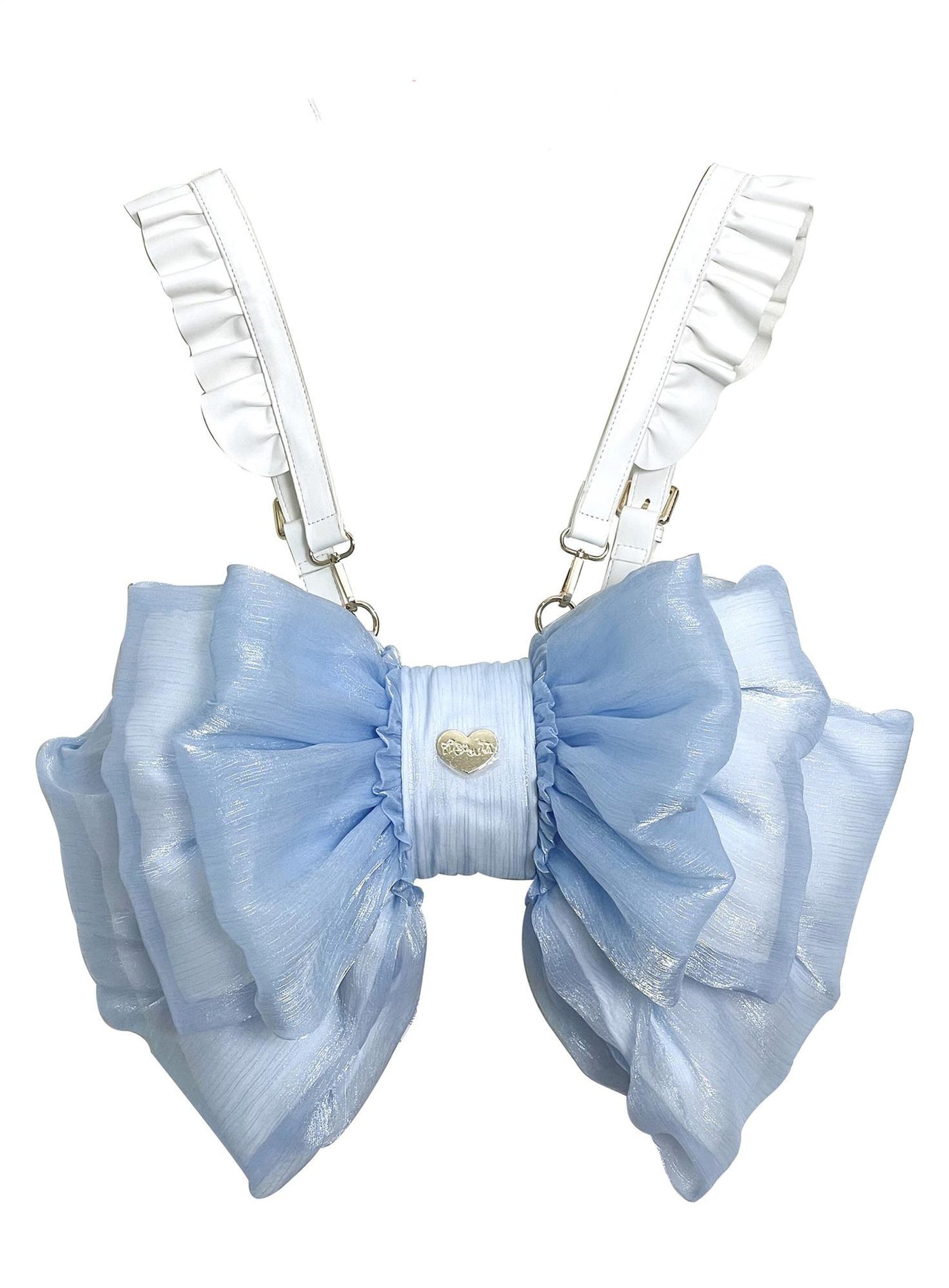 (Buyforme)Boguta~ Satin Butterfly Bow Bag Versatile Elegance Lolita Bag S blue bag+white shoulder strap 