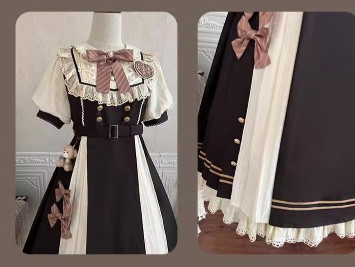 Letters from Unknown Star~Chocolate Workshop~Elegant Lolita OP Daily Short Sleeve Dress 40106:649896