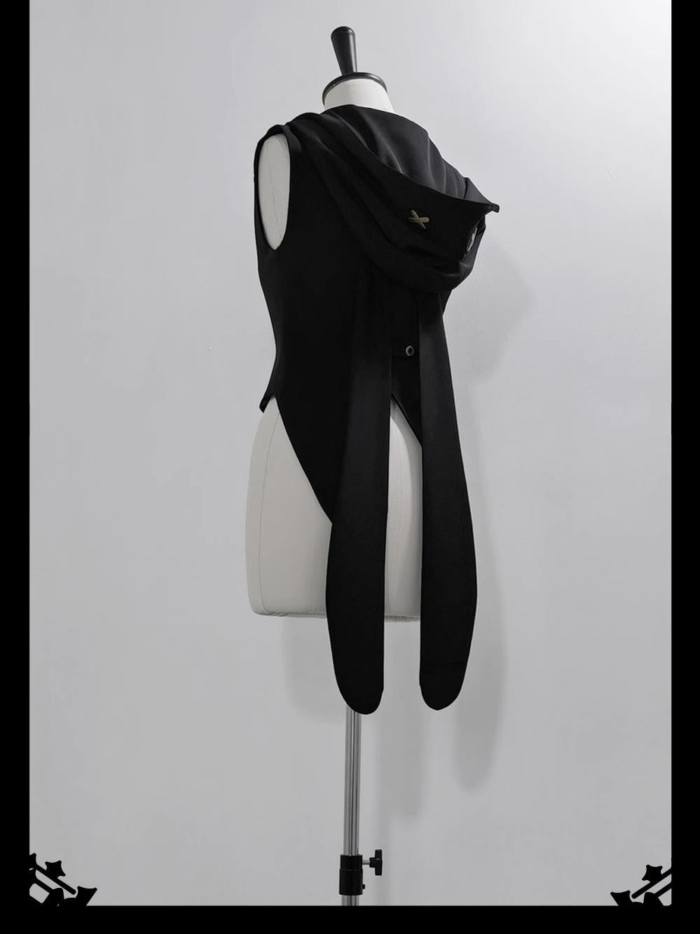 Princess Chronicles - Rabbit Feather - Black Ouji Lolita Vest Shorts Suit Prince Cloak Set