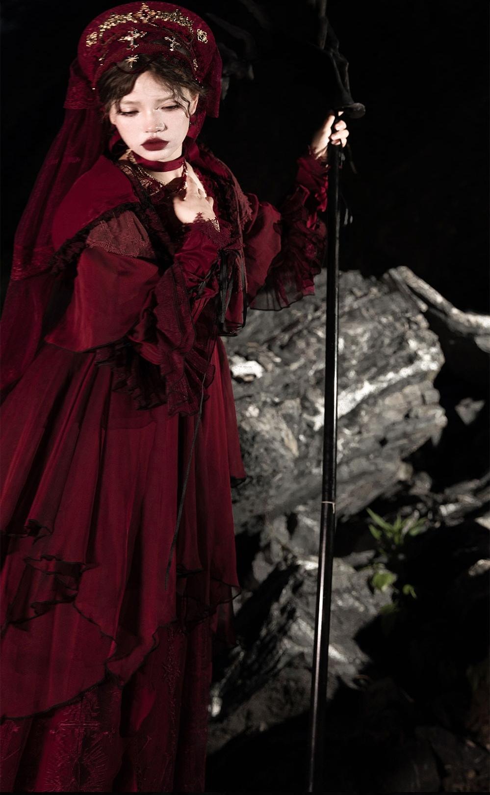 ZJstory~Gothic Lolita Cape Long-sleeved Shawl with Detachable Hood 42129:734145