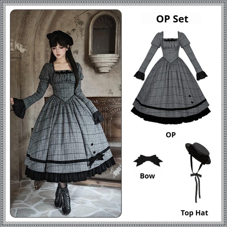 With PUJI - Yesterday's Epistle - Winter Classic Lolita Plaid Dress Set, Fishbone Waist (L M S) 44227:800102