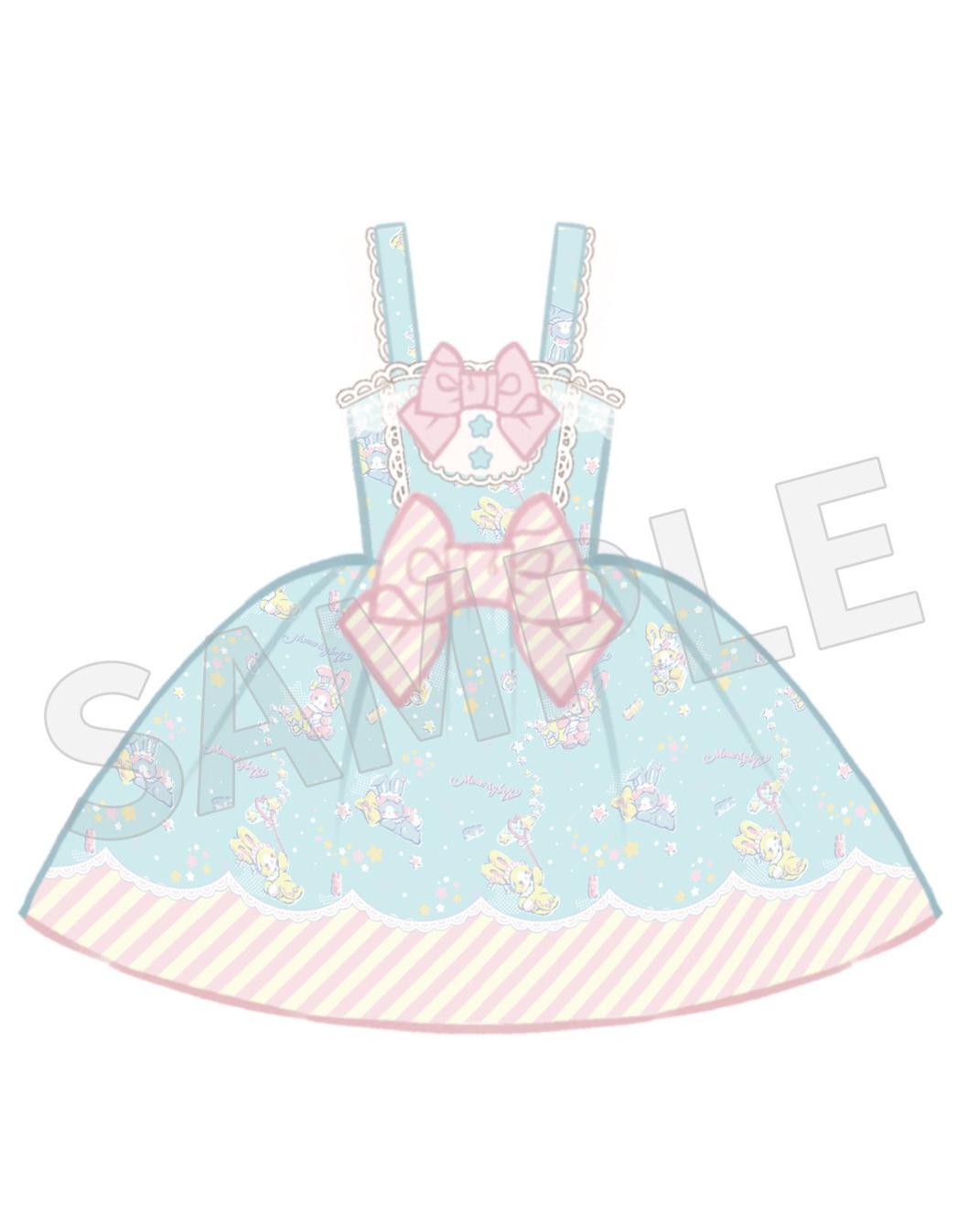 Star Gummies - IP Collaboration Sweet Lolita Dress, Bunny Print & Lace (L M S) 44608:830649