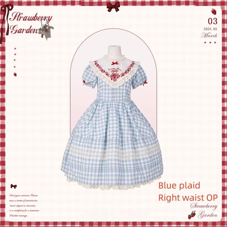 Flower and Pearl Box - Strawberry Basket - Country Lolita Dress Plaid Summer Spring Dress (L M S XL) 35676:498032