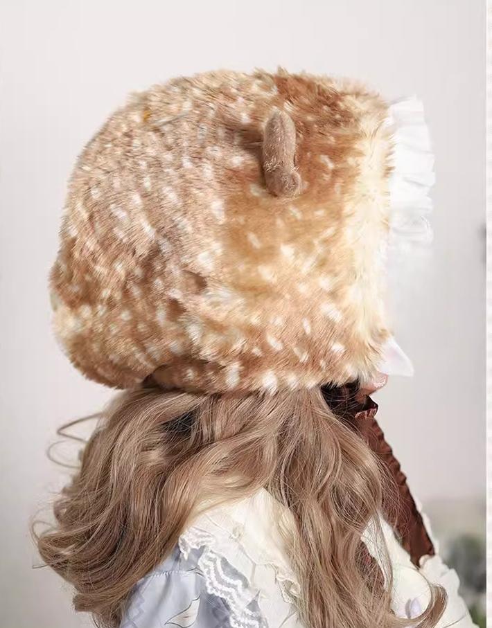 The Accessories' Story - Plush Kawaii Lolita Winter Hat, Deer Ear