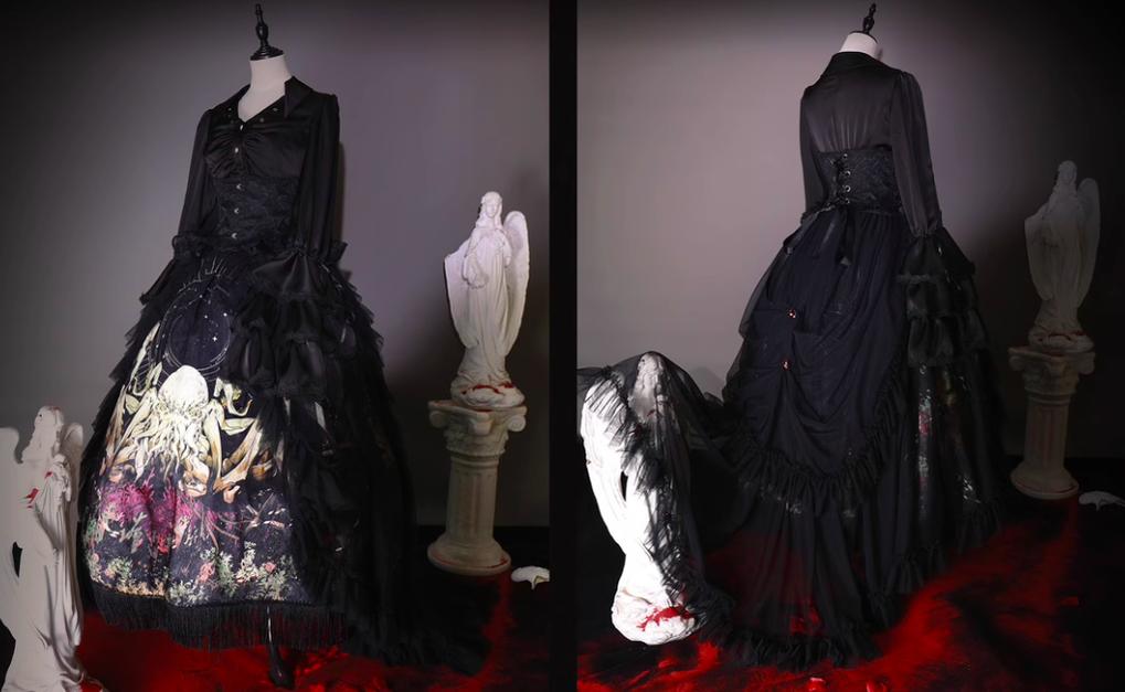 Caged Bird Hotel - Reborn Ancient God - Gothic Lolita Shirt & Skirt Set 35812:505690