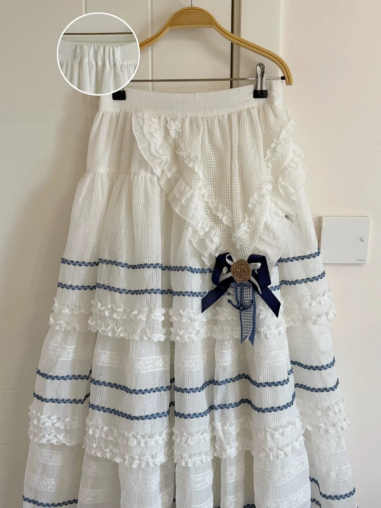 Antique Naval Bear - Striped Classic Lolita Sailor Collar OP, Bear Embroidery (L M S XL XS) 45518:854256