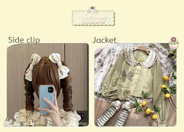 Urtto - Mangosteen Cat - Printed Country Lolita JSK, Pocketed Jacket