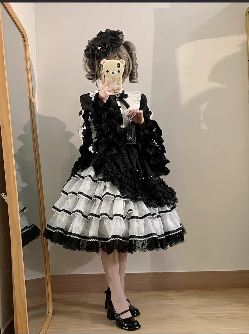 Buling Moon - Solo Puppet - Sweet Lolita OP Dress with Princess Long Sleeves