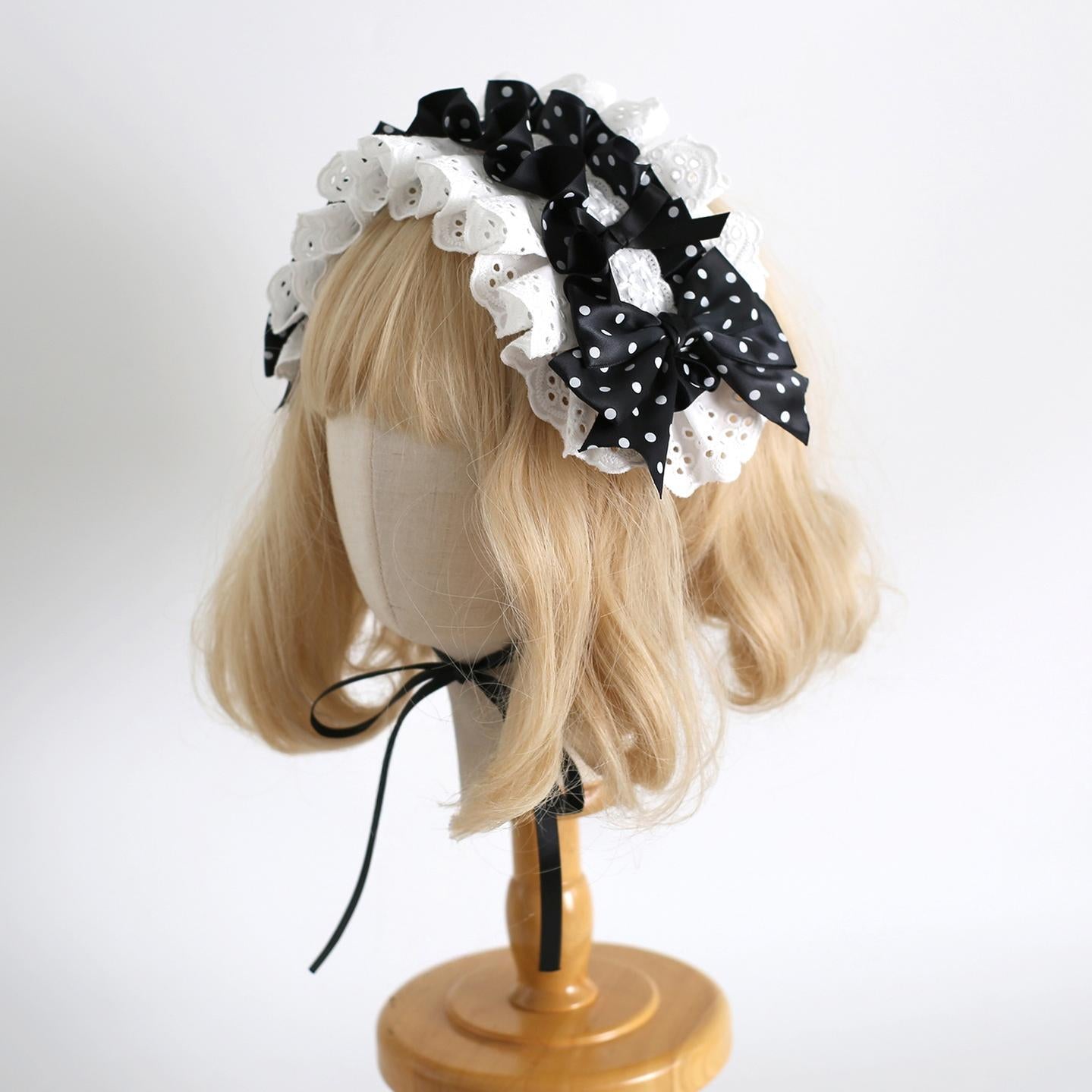 Xiaogui - Polka Dot Lolita Headdress, Detachable Bunny Ear 44136:796630