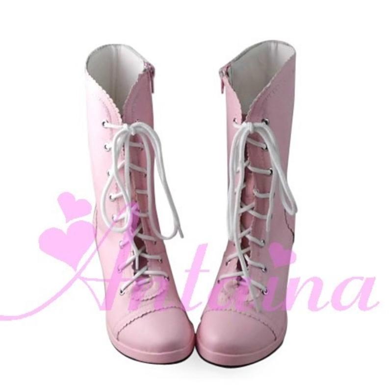 Antaina - Elegant Lolita Heel Boots Kawaii Shoes 33 Pink matte - heel 9 cm platform 1cm