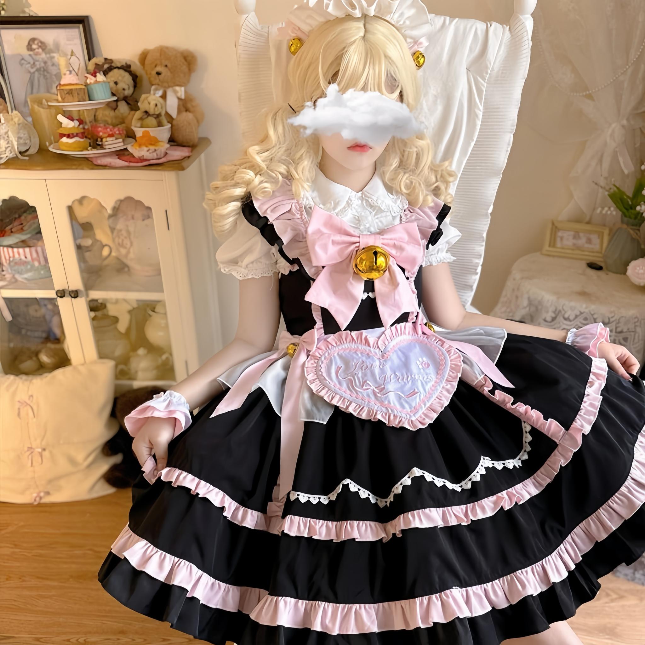 Sweetheart Chef - Sweet Lolita JSK Dress, Bell & Detachable Heart-shaped Apron