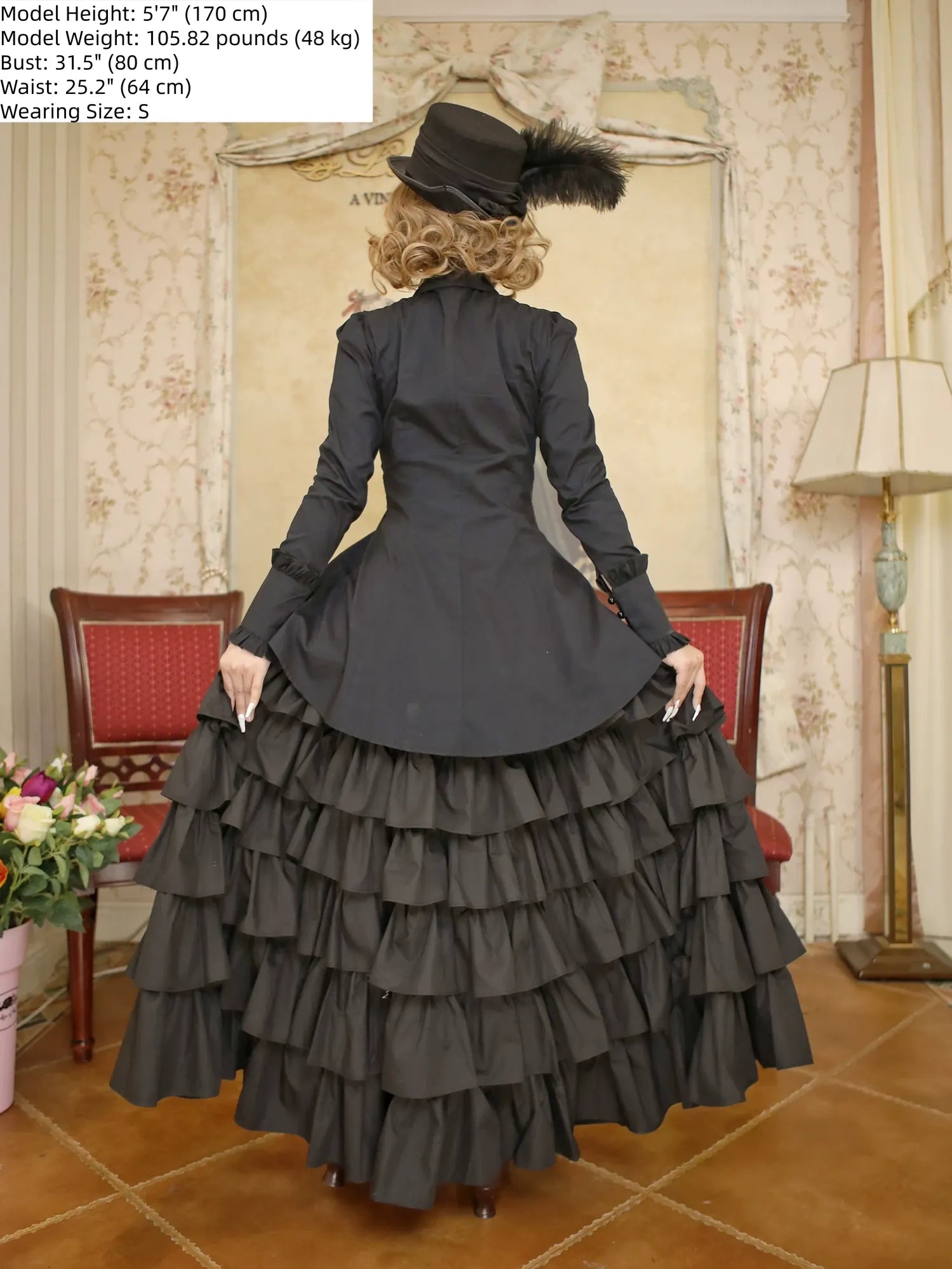 Gothic Lolita Tailed Hem Blouse and Multi-layer Skirt Set