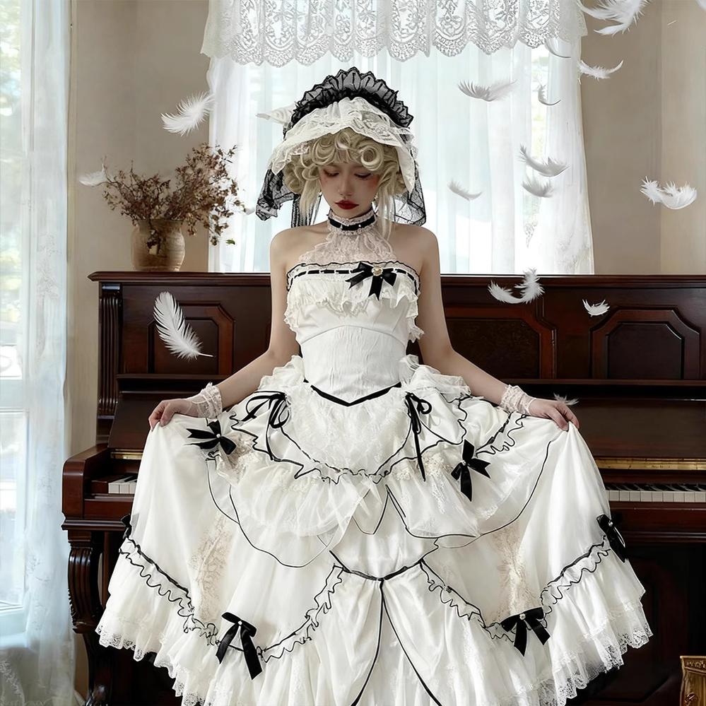 Daydream Whisper - Layered Poem - Wedding Sweet Plus Size Lolita JSK Dress Set 44159:797593