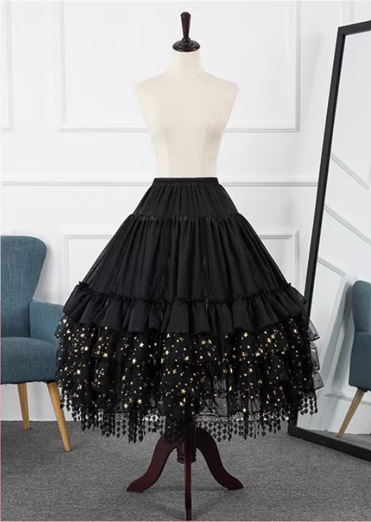 Manyiluo - Starry Dream River - Wedding Lolita Violent Adjustable Fishbone Bustle black