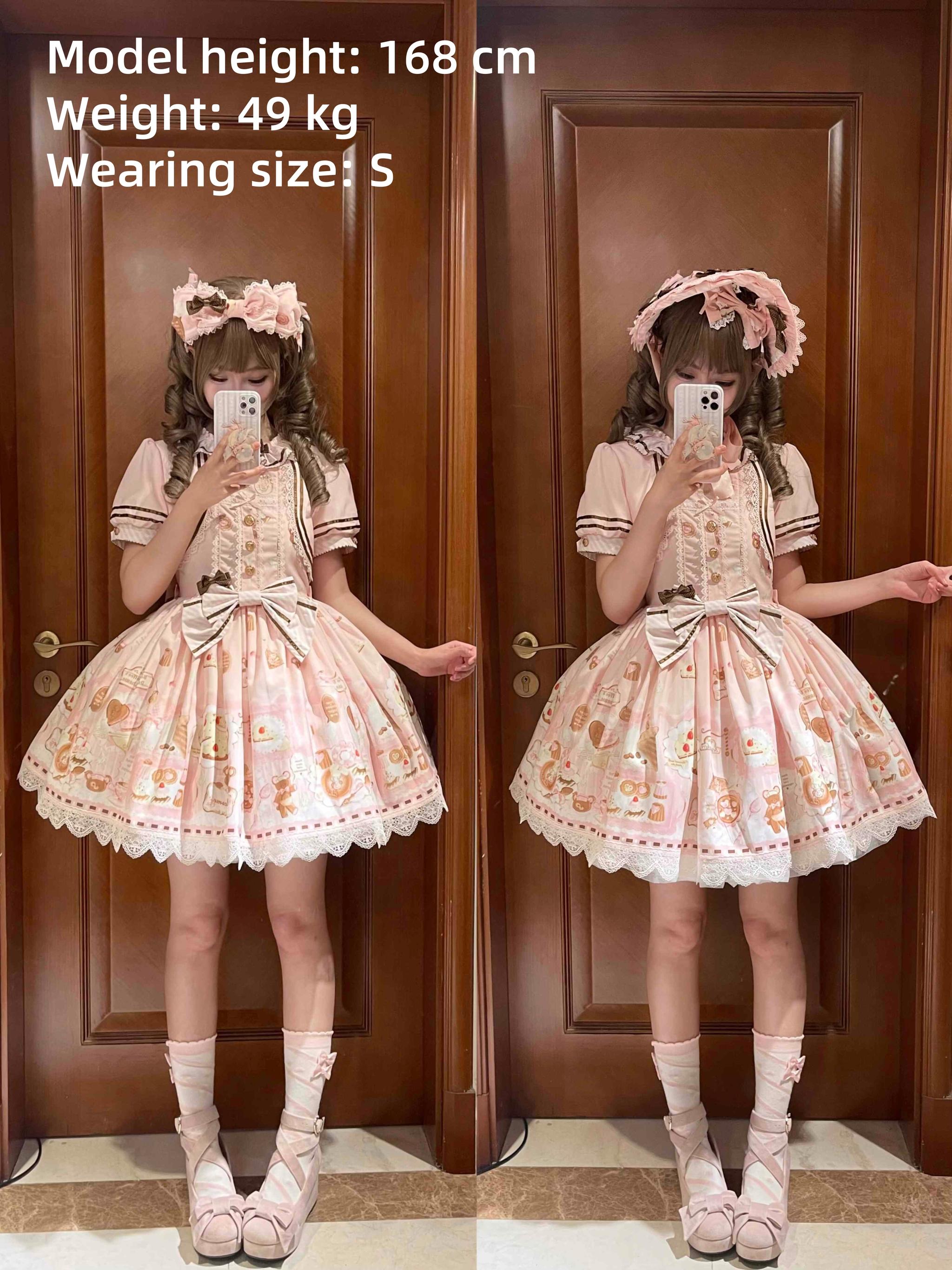 Babyblue - Dream Teahouse - Dessert Print Kawaii Lolita OP Dress Suit 43332:773699
