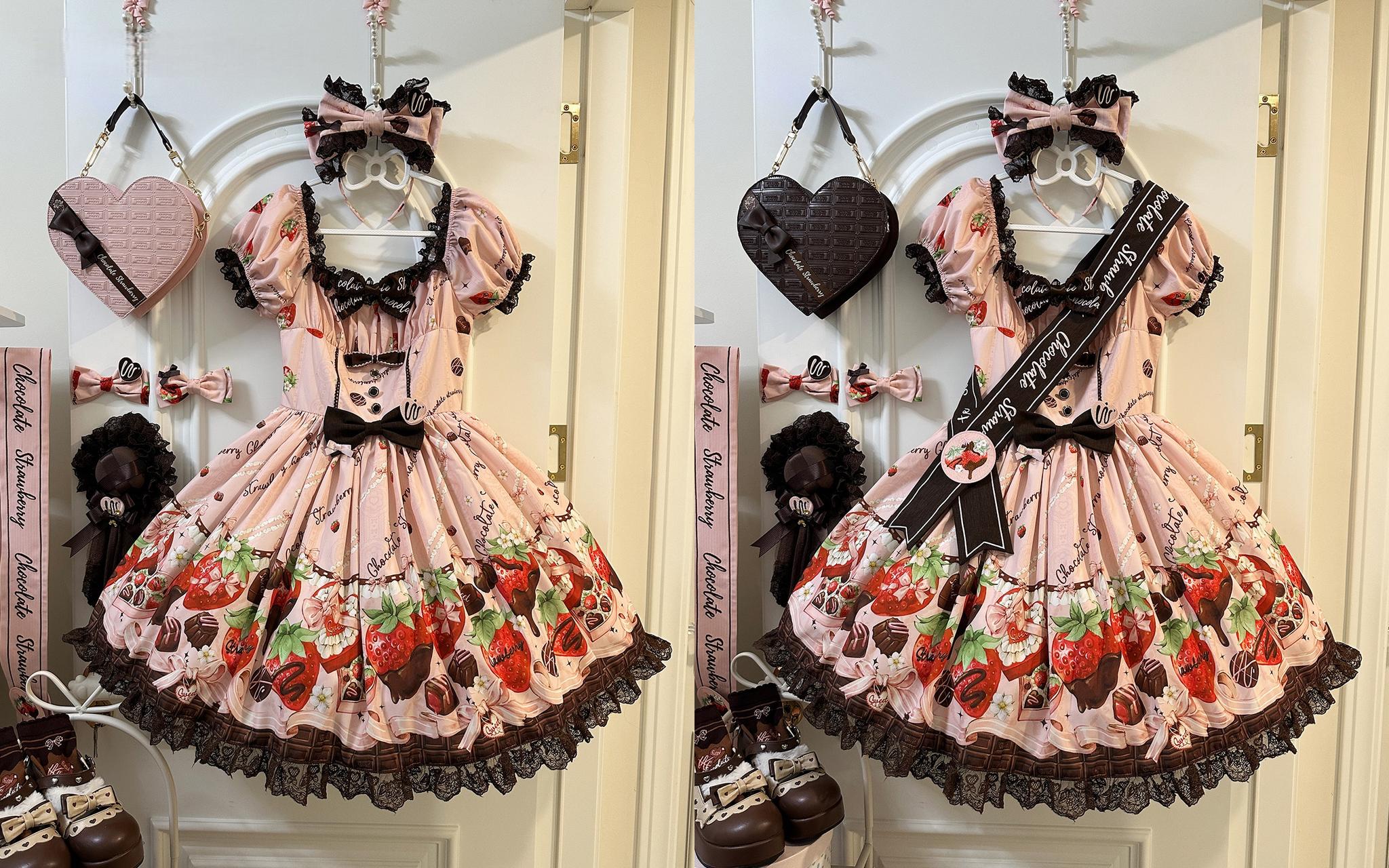 Strawberry Chocolate Lovers - Sweet Lolita Embroidered Printed Accessory