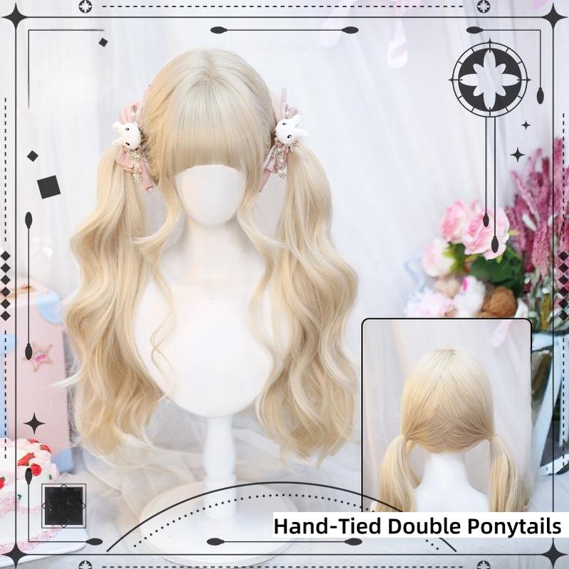 Dalao Home - Sweet Lolita Wig Double Ponytails Long Wavy Wig 2597E Light Gold (Double Ponytails)