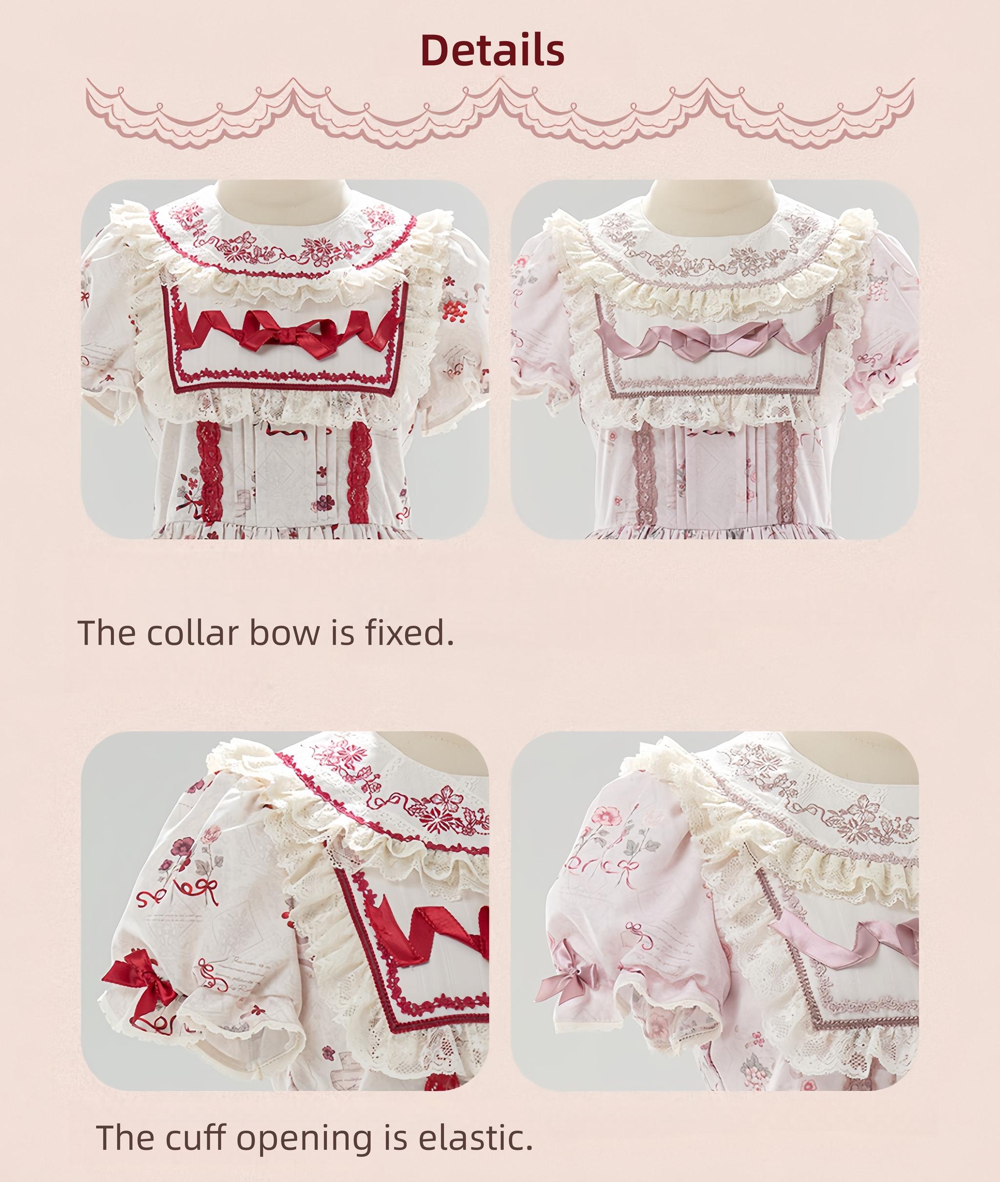 Rose Catalogue - Printed Sweet Lolita OP Dress, Embroidered Apron