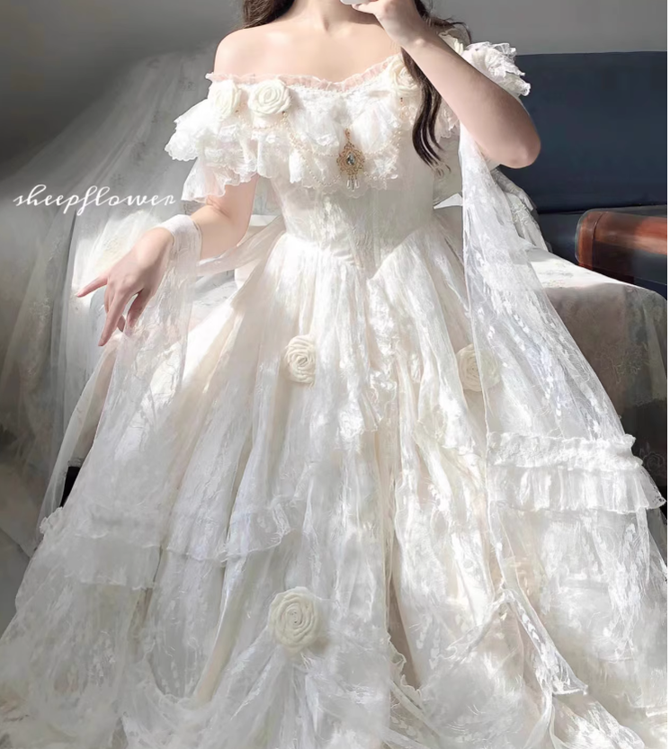 (BFM)Meowguo Sensen~Tana Manor~Elagant Lolita Dress and Accessories Multicolors lace white satin shawl 