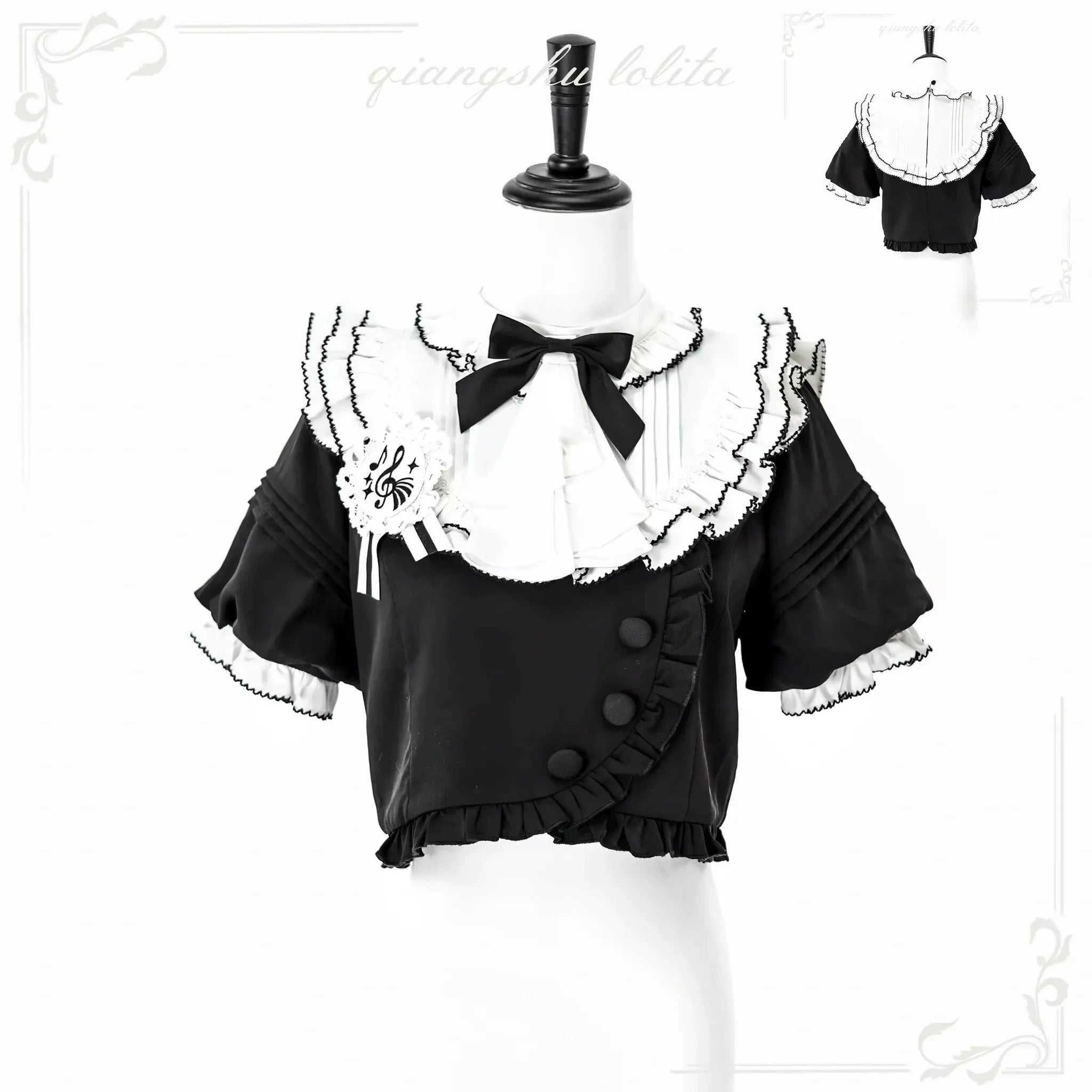 Silent Melody - Ouji Lolita Chiffon Blouse or Musical Note Embroidered Skirt (L M S) 45484:853555