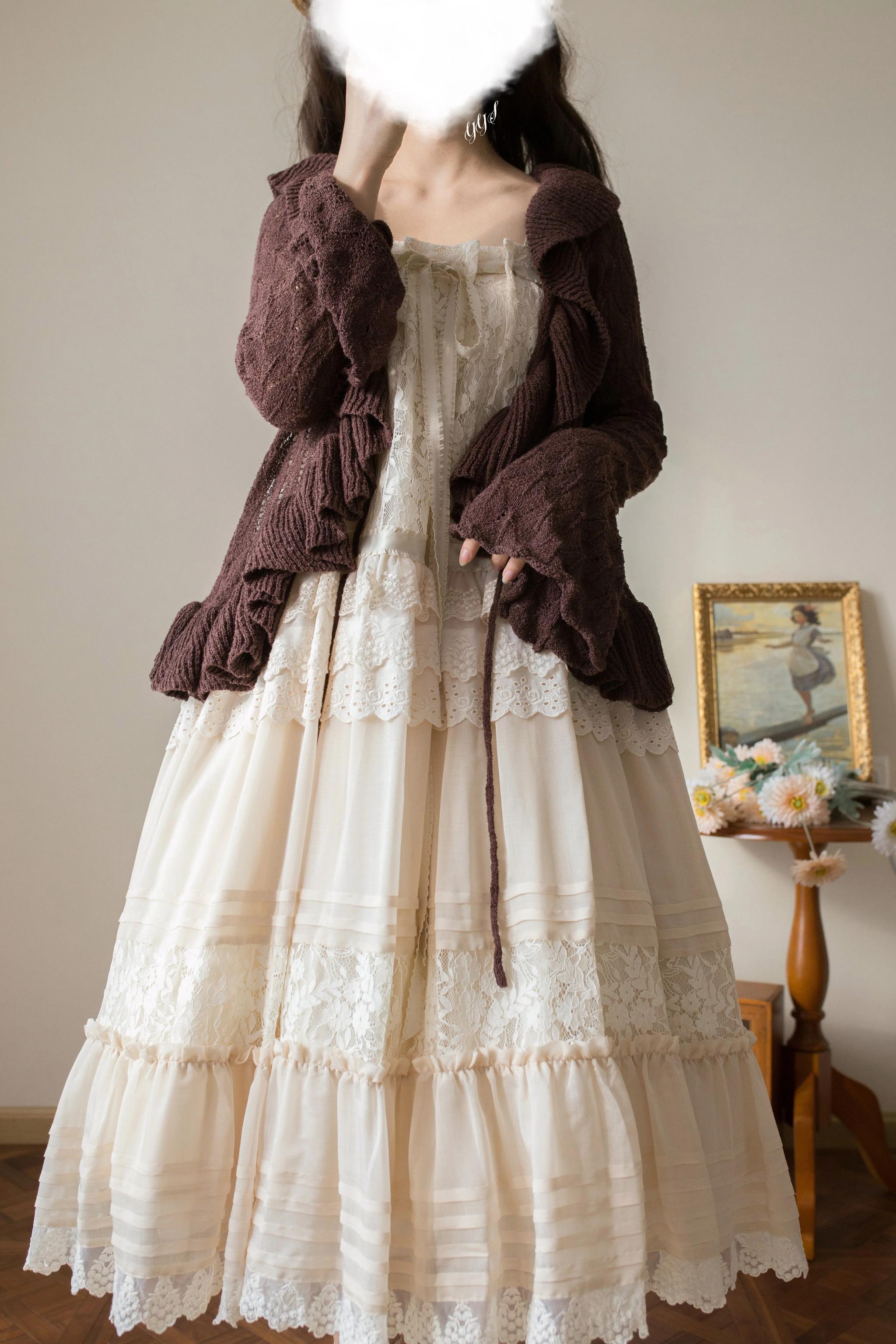 Sunset Bouquet - Elegant Lolita Cardigan, Flounce Hem