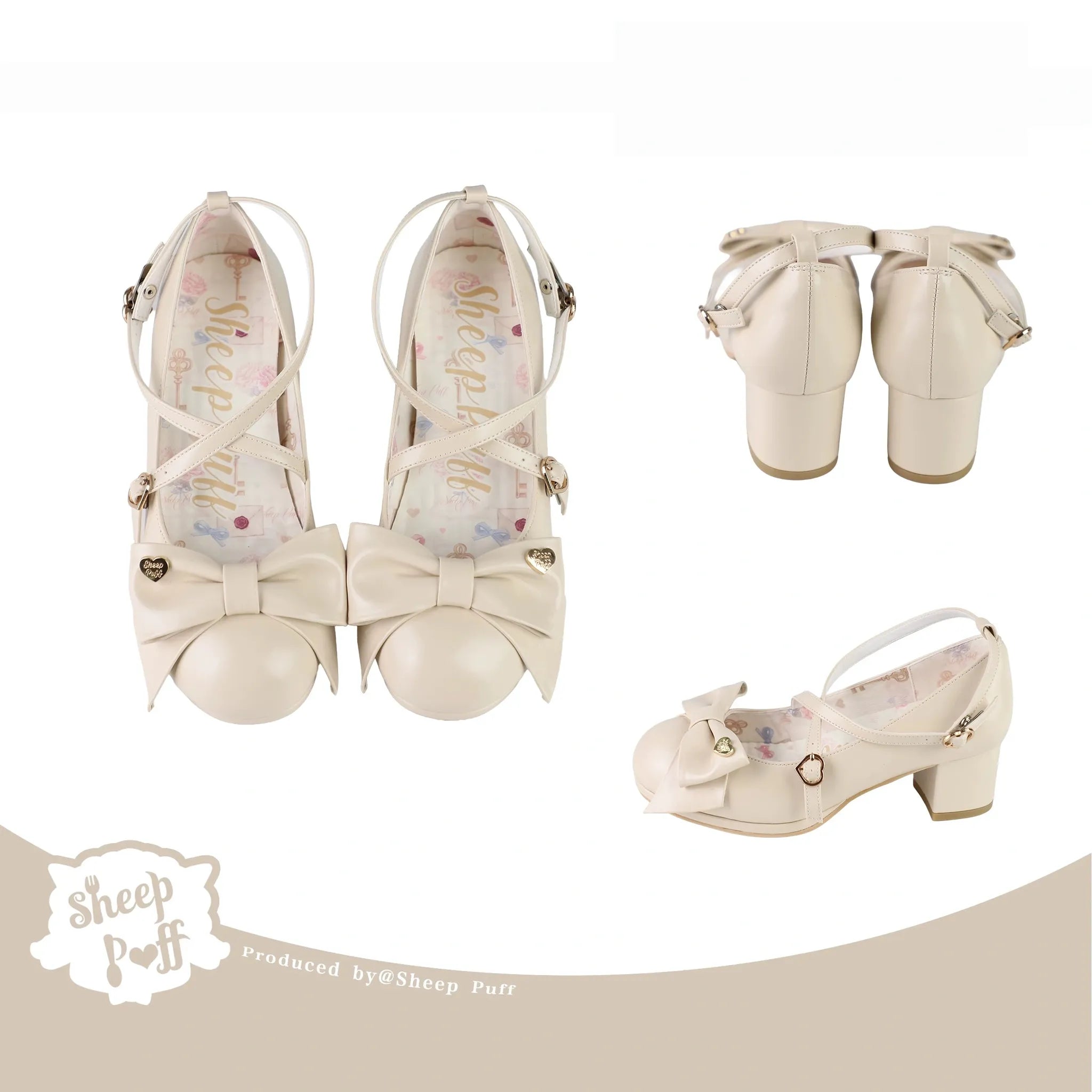 Miss Fondant - Sweet Lolita Cross Strap Shoes, Low & Mid Heels (35 36 37 38 39 40) 45678:858852