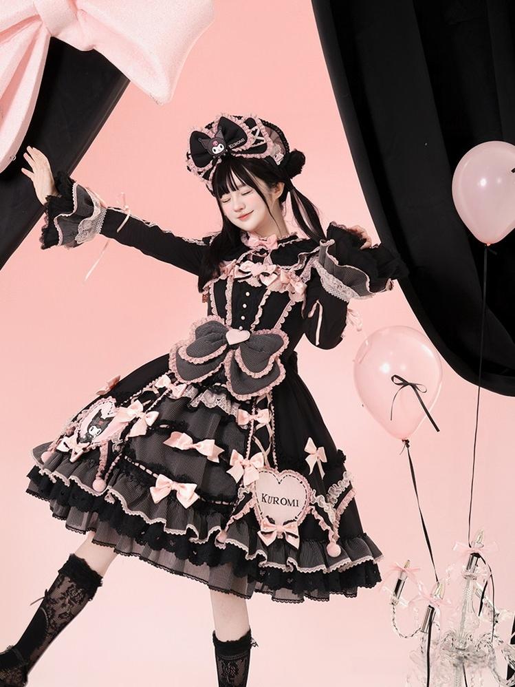 IP Collaboration Sweet Lolita JSK Dress Set,Kuromi Details
