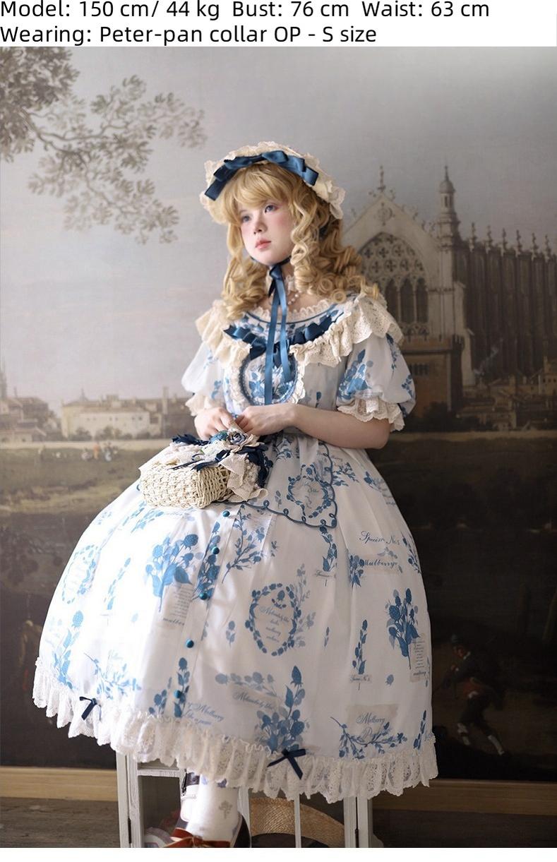 NanShengGe - Mulberry Poem - Country Lolita Printed Dress with Cardigan Set 42513:743212