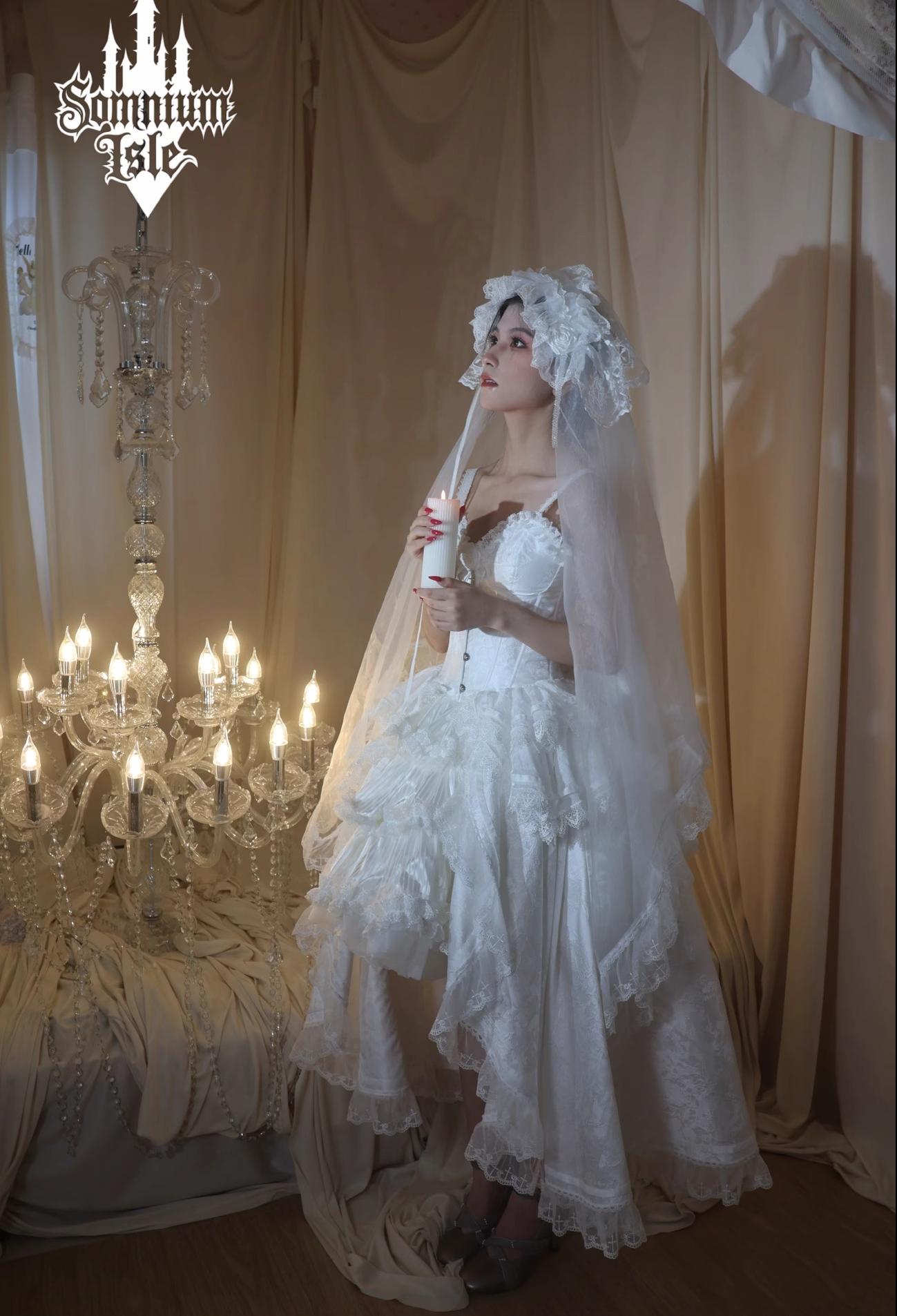 Dawn Sacrament - Striped Jacquard Gothic Lolita SK Dress, Boning Bodice