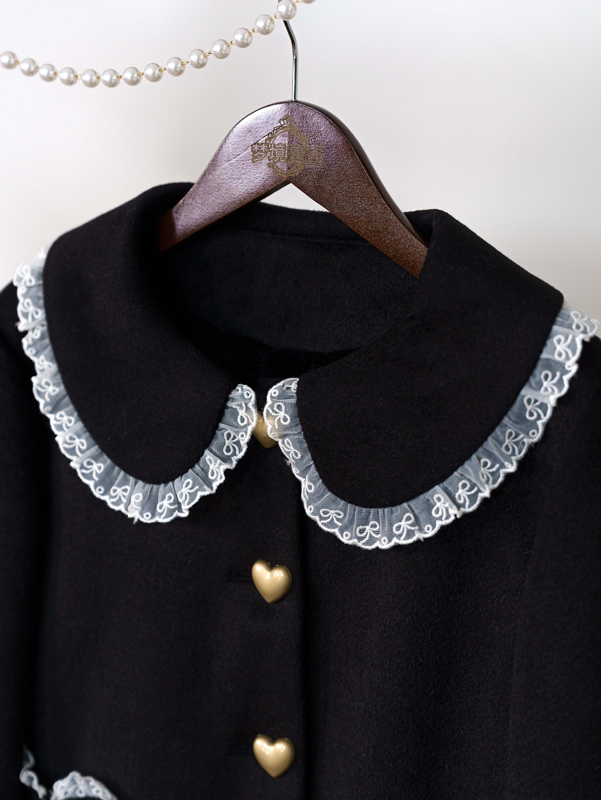 Milk Puff - Winter Fleece-lined Sweet Lolita Coat, Detachable Collar 44043:793455